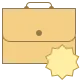 An illustration of a closed beige file folder with a single black dot button closure. A golden star-shaped seal or badge is placed on the lower right corner of the folder. The background is plain and light gray.