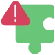 A red warning triangle with an exclamation mark inside is on the upper left of a green directional arrow pointing to the right. The image combines alert and direction symbols.